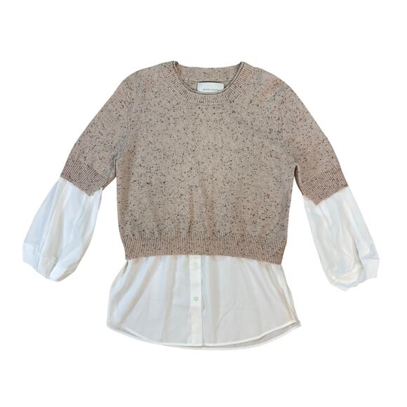 Brochu Walker Sweaters - Brochu Walker Wool Cashmere Layered Sweater Blouse Womens M Beige